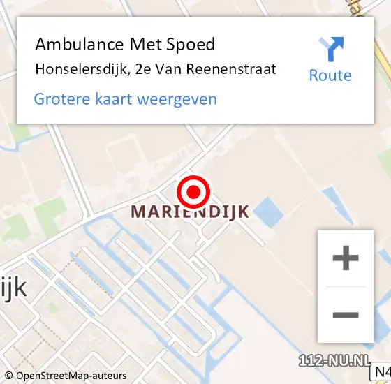 Locatie op kaart van de 112 melding: Ambulance Met Spoed Naar Honselersdijk, 2e Van Reenenstraat op 6 februari 2022 12:24