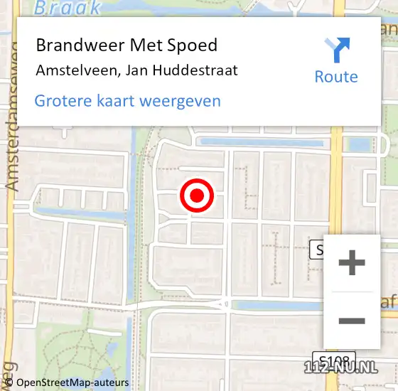 Locatie op kaart van de 112 melding: Brandweer Met Spoed Naar Amstelveen, Jan Huddestraat op 6 februari 2022 12:28