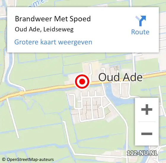 Locatie op kaart van de 112 melding: Brandweer Met Spoed Naar Oud Ade, Leidseweg op 6 februari 2022 12:34