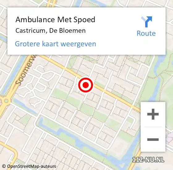 Locatie op kaart van de 112 melding: Ambulance Met Spoed Naar Castricum, De Bloemen op 6 februari 2022 12:34