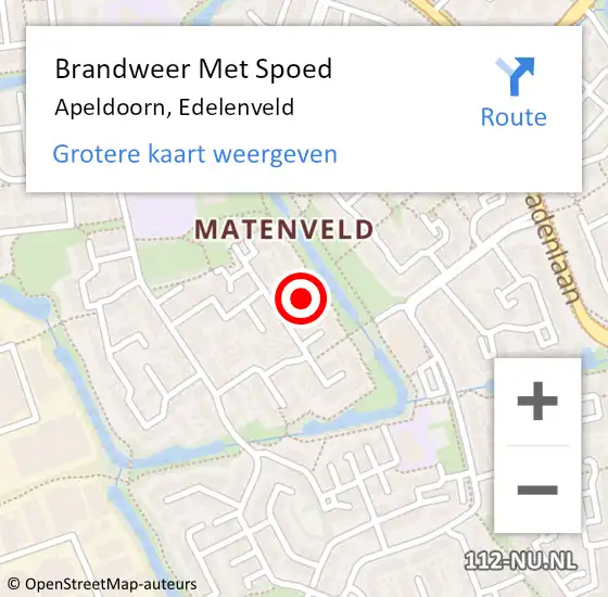 Locatie op kaart van de 112 melding: Brandweer Met Spoed Naar Apeldoorn, Edelenveld op 6 februari 2022 12:36