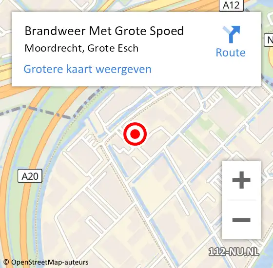 Locatie op kaart van de 112 melding: Brandweer Met Grote Spoed Naar Moordrecht, Grote Esch op 6 februari 2022 12:36