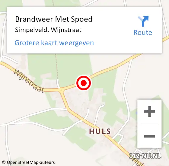 Locatie op kaart van de 112 melding: Brandweer Met Spoed Naar Simpelveld, Wijnstraat op 6 februari 2022 12:51