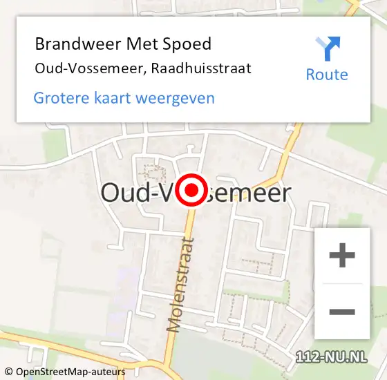 Locatie op kaart van de 112 melding: Brandweer Met Spoed Naar Oud-Vossemeer, Raadhuisstraat op 6 februari 2022 12:52