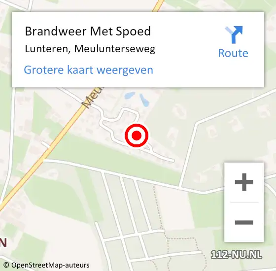 Locatie op kaart van de 112 melding: Brandweer Met Spoed Naar Lunteren, Meulunterseweg op 6 februari 2022 12:56