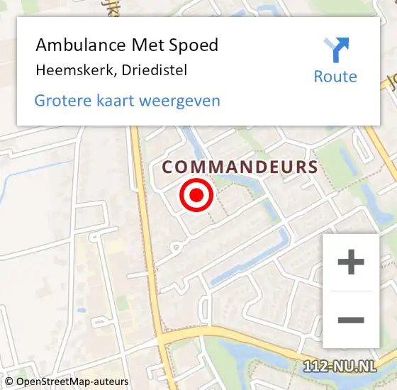 Locatie op kaart van de 112 melding: Ambulance Met Spoed Naar Heemskerk, Driedistel op 6 februari 2022 12:57