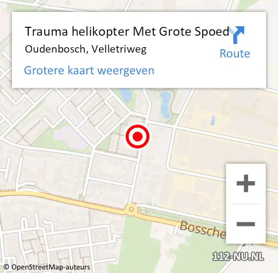 Locatie op kaart van de 112 melding: Trauma helikopter Met Grote Spoed Naar Oudenbosch, Velletriweg op 6 februari 2022 13:09