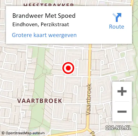 Locatie op kaart van de 112 melding: Brandweer Met Spoed Naar Eindhoven, Perzikstraat op 6 februari 2022 13:10