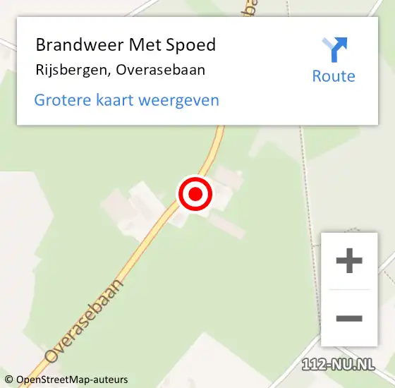 Locatie op kaart van de 112 melding: Brandweer Met Spoed Naar Rijsbergen, Overasebaan op 6 februari 2022 13:23