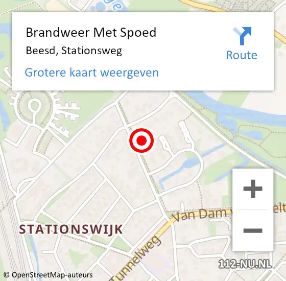 Locatie op kaart van de 112 melding: Brandweer Met Spoed Naar Beesd, Stationsweg op 6 februari 2022 13:24