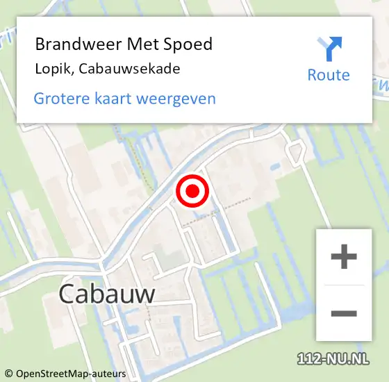 Locatie op kaart van de 112 melding: Brandweer Met Spoed Naar Lopik, Cabauwsekade op 6 februari 2022 13:26