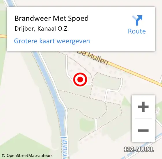 Locatie op kaart van de 112 melding: Brandweer Met Spoed Naar Drijber, Kanaal O.Z. op 6 februari 2022 13:39