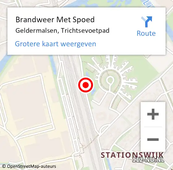 Locatie op kaart van de 112 melding: Brandweer Met Spoed Naar Geldermalsen, Trichtsevoetpad op 6 februari 2022 13:43