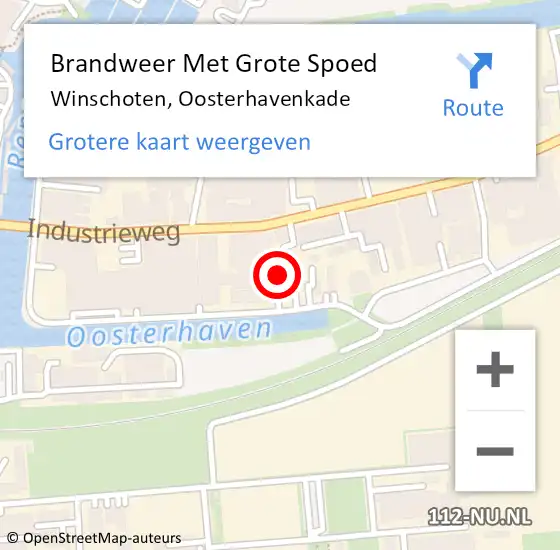 Locatie op kaart van de 112 melding: Brandweer Met Grote Spoed Naar Winschoten, Oosterhavenkade op 6 februari 2022 13:52
