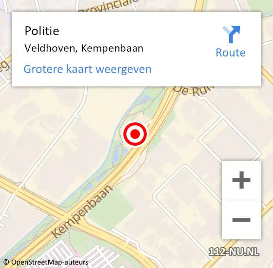 Locatie op kaart van de 112 melding: Politie Veldhoven, Kempenbaan op 6 februari 2022 13:55