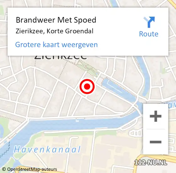 Locatie op kaart van de 112 melding: Brandweer Met Spoed Naar Zierikzee, Korte Groendal op 6 februari 2022 14:02