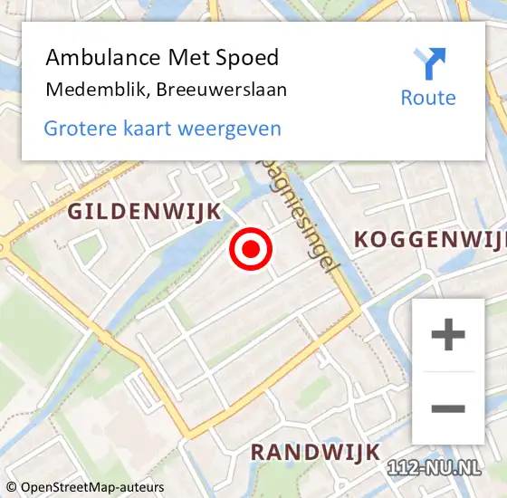 Locatie op kaart van de 112 melding: Ambulance Met Spoed Naar Medemblik, Breeuwerslaan op 6 februari 2022 14:16