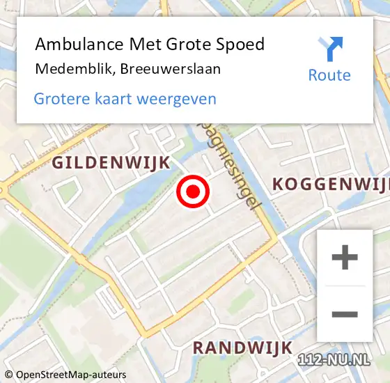 Locatie op kaart van de 112 melding: Ambulance Met Grote Spoed Naar Medemblik, Breeuwerslaan op 6 februari 2022 14:18