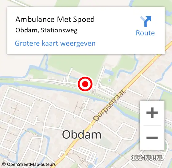 Locatie op kaart van de 112 melding: Ambulance Met Spoed Naar Obdam, Stationsweg op 6 februari 2022 14:22