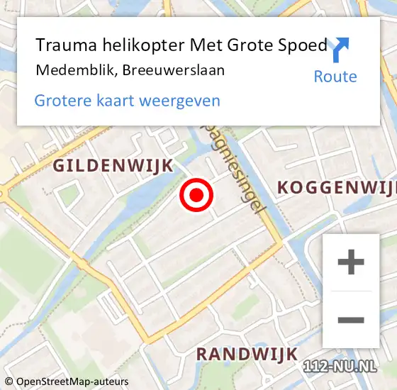 Locatie op kaart van de 112 melding: Trauma helikopter Met Grote Spoed Naar Medemblik, Breeuwerslaan op 6 februari 2022 14:23