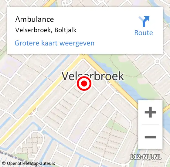 Locatie op kaart van de 112 melding: Ambulance Velserbroek, Boltjalk op 6 februari 2022 14:26