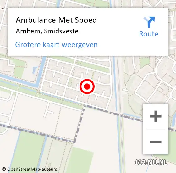 Locatie op kaart van de 112 melding: Ambulance Met Spoed Naar Arnhem, Smidsveste op 6 februari 2022 14:28