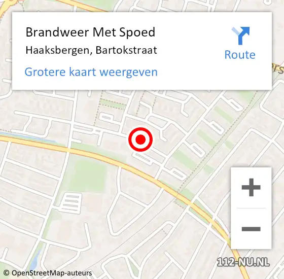 Locatie op kaart van de 112 melding: Brandweer Met Spoed Naar Haaksbergen, Bartokstraat op 6 februari 2022 14:37