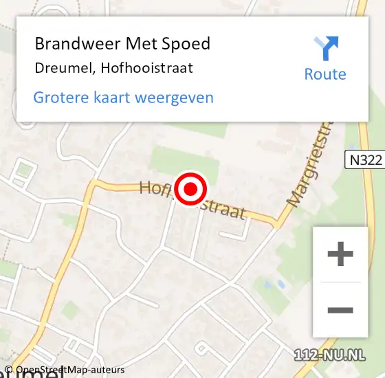 Locatie op kaart van de 112 melding: Brandweer Met Spoed Naar Dreumel, Hofhooistraat op 6 februari 2022 14:38