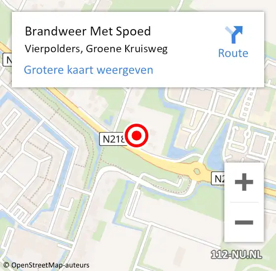 Locatie op kaart van de 112 melding: Brandweer Met Spoed Naar Vierpolders, Groene Kruisweg op 6 februari 2022 15:04