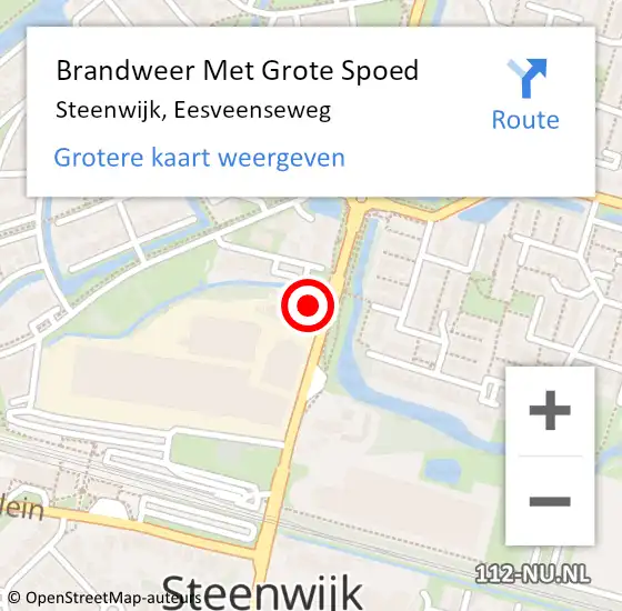 Locatie op kaart van de 112 melding: Brandweer Met Grote Spoed Naar Steenwijk, Eesveenseweg op 6 februari 2022 15:16