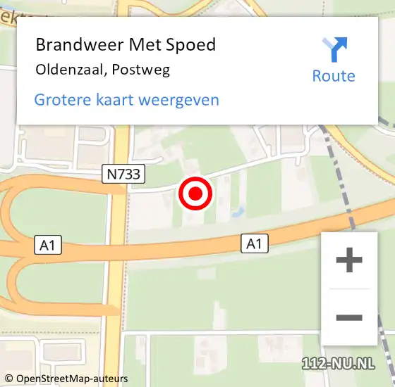 Locatie op kaart van de 112 melding: Brandweer Met Spoed Naar Oldenzaal, Postweg op 6 februari 2022 15:18