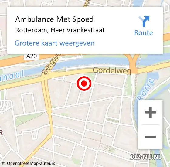 Locatie op kaart van de 112 melding: Ambulance Met Spoed Naar Rotterdam, Heer Vrankestraat op 6 februari 2022 15:22