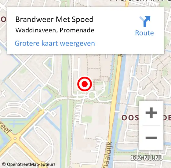 Locatie op kaart van de 112 melding: Brandweer Met Spoed Naar Waddinxveen, Promenade op 6 februari 2022 15:34