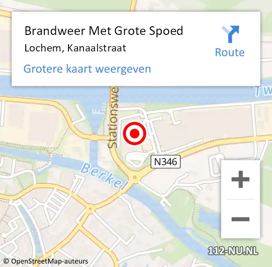 Locatie op kaart van de 112 melding: Brandweer Met Grote Spoed Naar Lochem, Kanaalstraat op 6 februari 2022 15:37