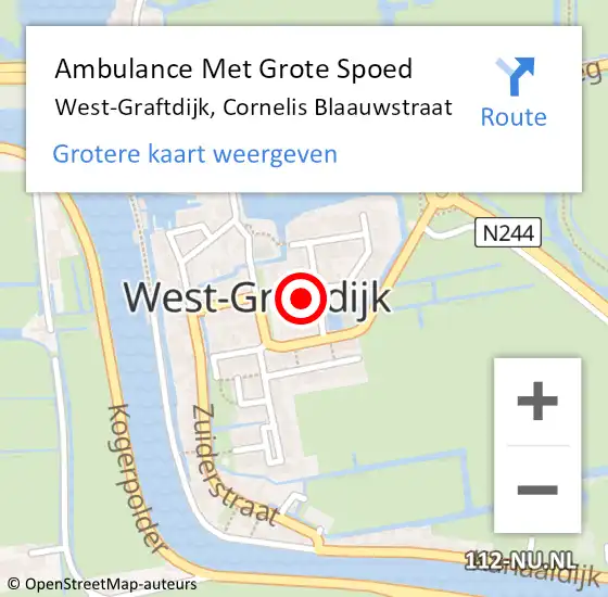 Locatie op kaart van de 112 melding: Ambulance Met Grote Spoed Naar West-Graftdijk, Cornelis Blaauwstraat op 6 februari 2022 15:39