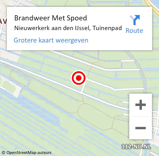 Locatie op kaart van de 112 melding: Brandweer Met Spoed Naar Nieuwerkerk aan den IJssel, Tuinenpad op 6 februari 2022 15:43