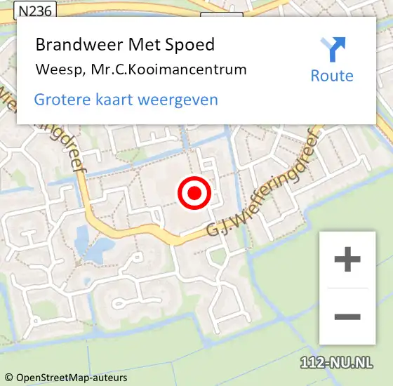 Locatie op kaart van de 112 melding: Brandweer Met Spoed Naar Weesp, Mr.C.Kooimancentrum op 6 februari 2022 15:46