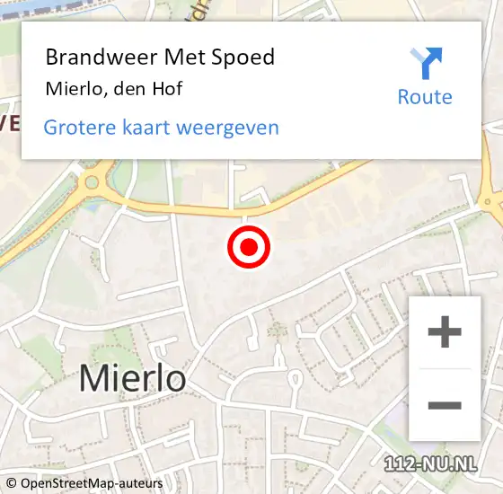 Locatie op kaart van de 112 melding: Brandweer Met Spoed Naar Mierlo, den Hof op 6 februari 2022 15:57