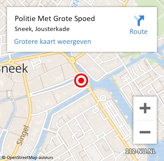 Locatie op kaart van de 112 melding: Politie Met Grote Spoed Naar Sneek, Jousterkade op 6 februari 2022 16:05