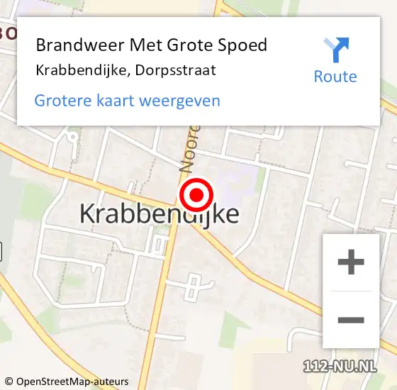 Locatie op kaart van de 112 melding: Brandweer Met Grote Spoed Naar Krabbendijke, Dorpsstraat op 6 februari 2022 16:08