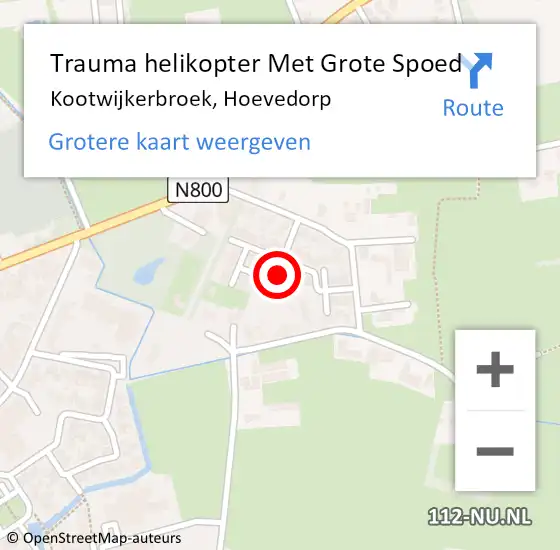 Locatie op kaart van de 112 melding: Trauma helikopter Met Grote Spoed Naar Kootwijkerbroek, Hoevedorp op 6 februari 2022 16:14
