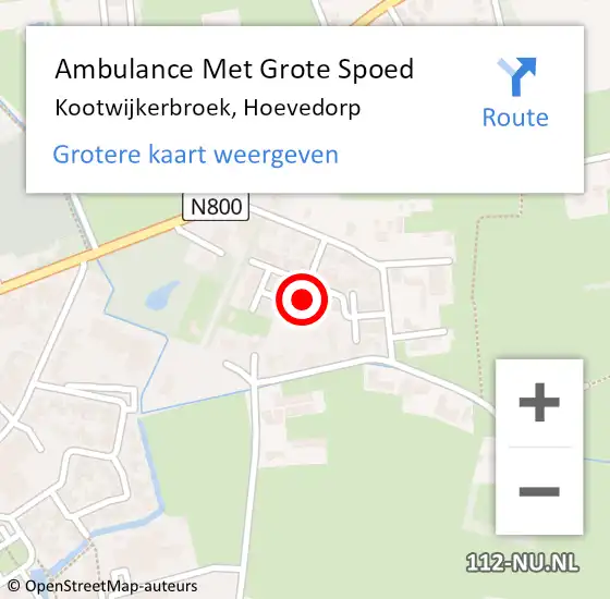 Locatie op kaart van de 112 melding: Ambulance Met Grote Spoed Naar Kootwijkerbroek, Hoevedorp op 6 februari 2022 16:14