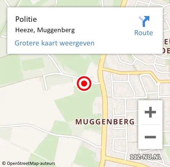 Locatie op kaart van de 112 melding: Politie Heeze, Muggenberg op 6 februari 2022 16:14