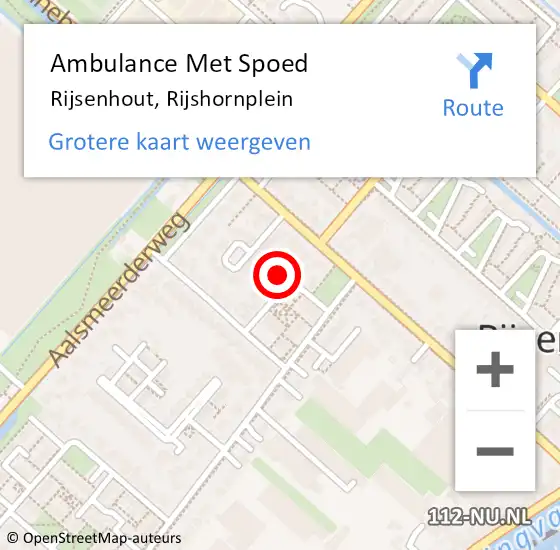 Locatie op kaart van de 112 melding: Ambulance Met Spoed Naar Rijsenhout, Rijshornplein op 6 februari 2022 16:28