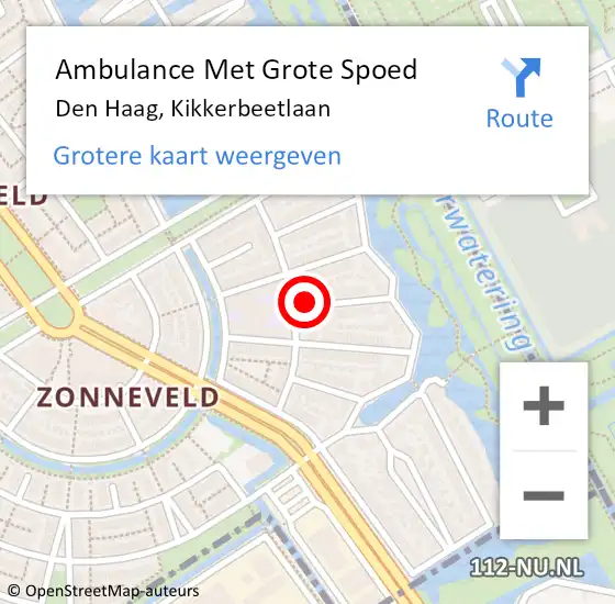 Locatie op kaart van de 112 melding: Ambulance Met Grote Spoed Naar Den Haag, Kikkerbeetlaan op 6 februari 2022 16:31