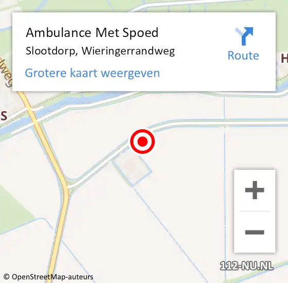 Locatie op kaart van de 112 melding: Ambulance Met Spoed Naar Slootdorp, Wieringerrandweg op 6 februari 2022 16:47