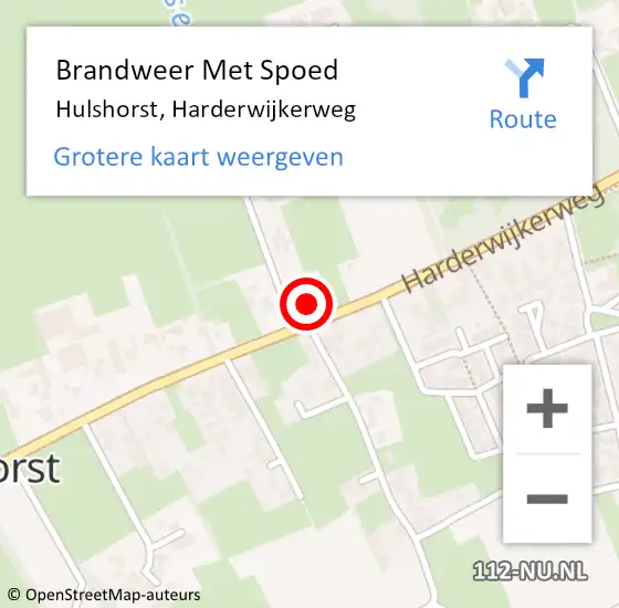 Locatie op kaart van de 112 melding: Brandweer Met Spoed Naar Hulshorst, Harderwijkerweg op 6 februari 2022 17:07