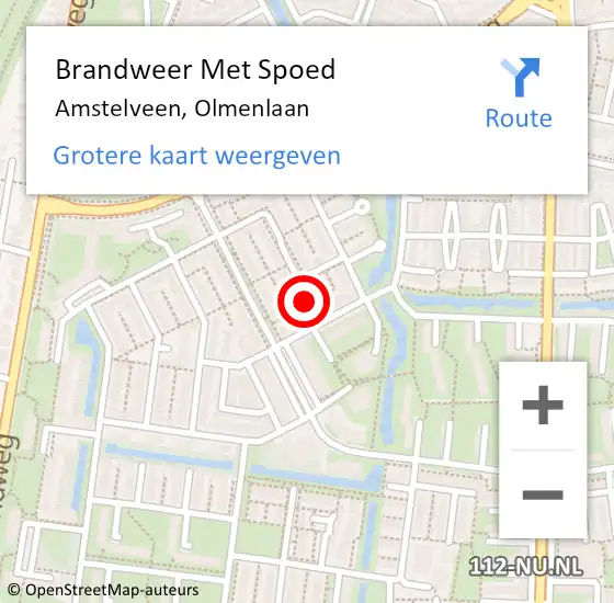 Locatie op kaart van de 112 melding: Brandweer Met Spoed Naar Amstelveen, Olmenlaan op 6 februari 2022 17:30