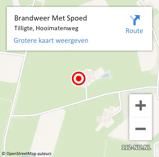 Locatie op kaart van de 112 melding: Brandweer Met Spoed Naar Tilligte, Hooimatenweg op 6 februari 2022 17:42