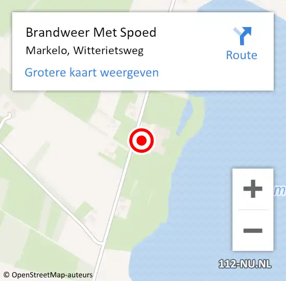 Locatie op kaart van de 112 melding: Brandweer Met Spoed Naar Markelo, Witterietsweg op 6 februari 2022 17:48